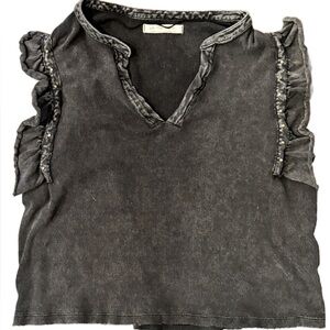 We the free free people Women's Black Ruffled Top